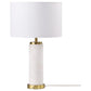 Lucius - Drum Shade Marble Body Table Lamp - White