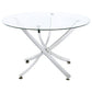 Beckham - 5 Piece Round Glass Top Dining Set - Chrome And White