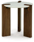 Isanti - White / Brown - Round End Table