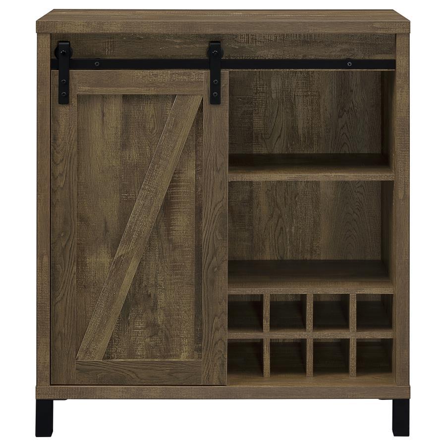 Arlington - Sliding Door Home Bar Wine Cabinet - Rustic Oak