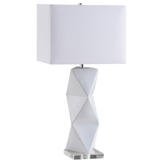 Camie - Rectangular Shade Geometric Table Lamp - White