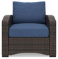 Windglow - Blue / Brown - Lounge Chair With Cushion