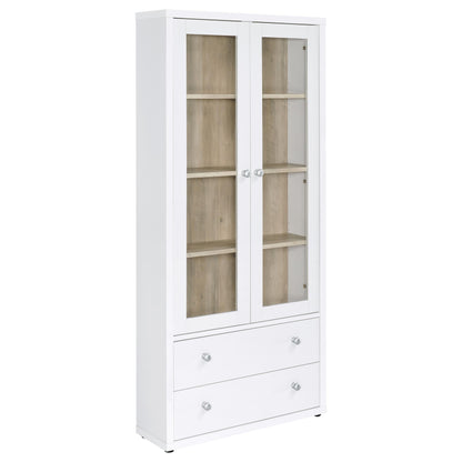 Hawthorne - 4-Shelf Glass Door Tall Cabinet With Drawers