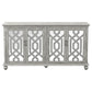 Melanie - 4 Door Wood Trellis Accent Cabinet - Distressed White