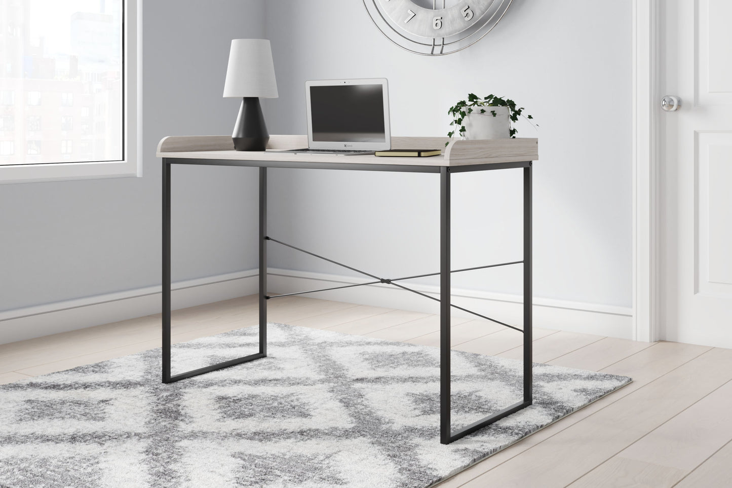 Bayflynn - White / Black - Home Office Desk - Clean-lined