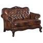 Victoria - Full Leather Upholstered Rolled Arm Loveseat - Brown