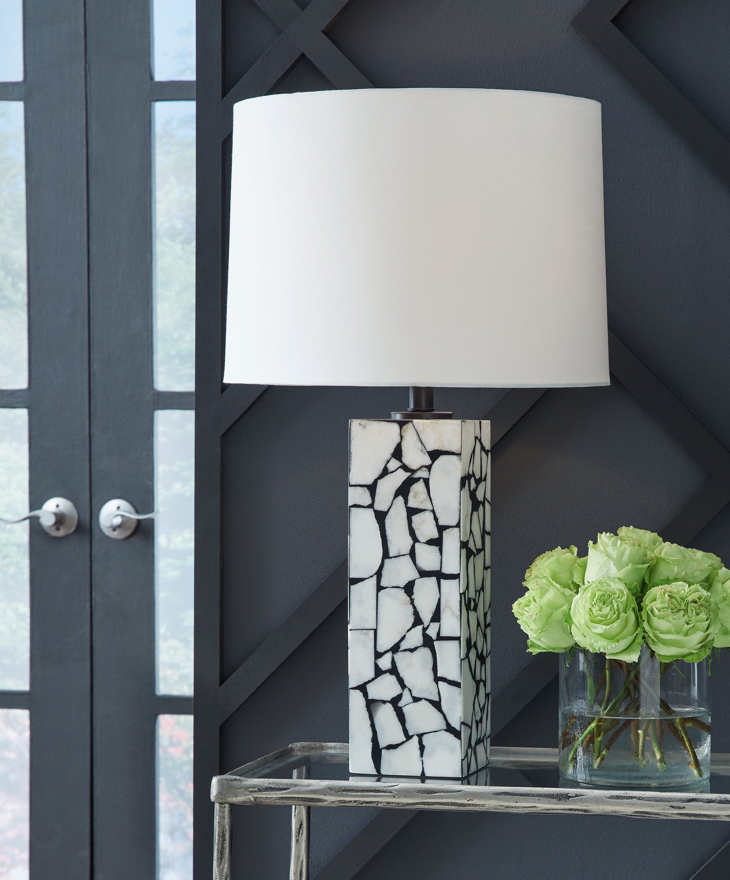 Macaria - White / Black - Marble Table Lamp