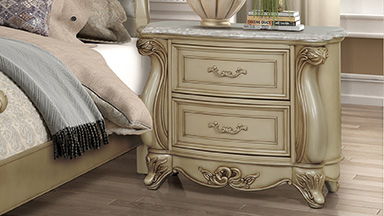 Monique - Nightstand With Marble Top - Champagne