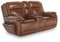 Healy Pier - Chocolate - Power Reclining Loveseat With Console / Adj Headrest