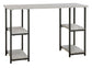 Lazabon - Gray / Black - Home Office Desk - Double-Shelf Pedestal