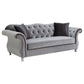 Frostine - Upholstered Rolled Arm Tufted Sofa - Silver