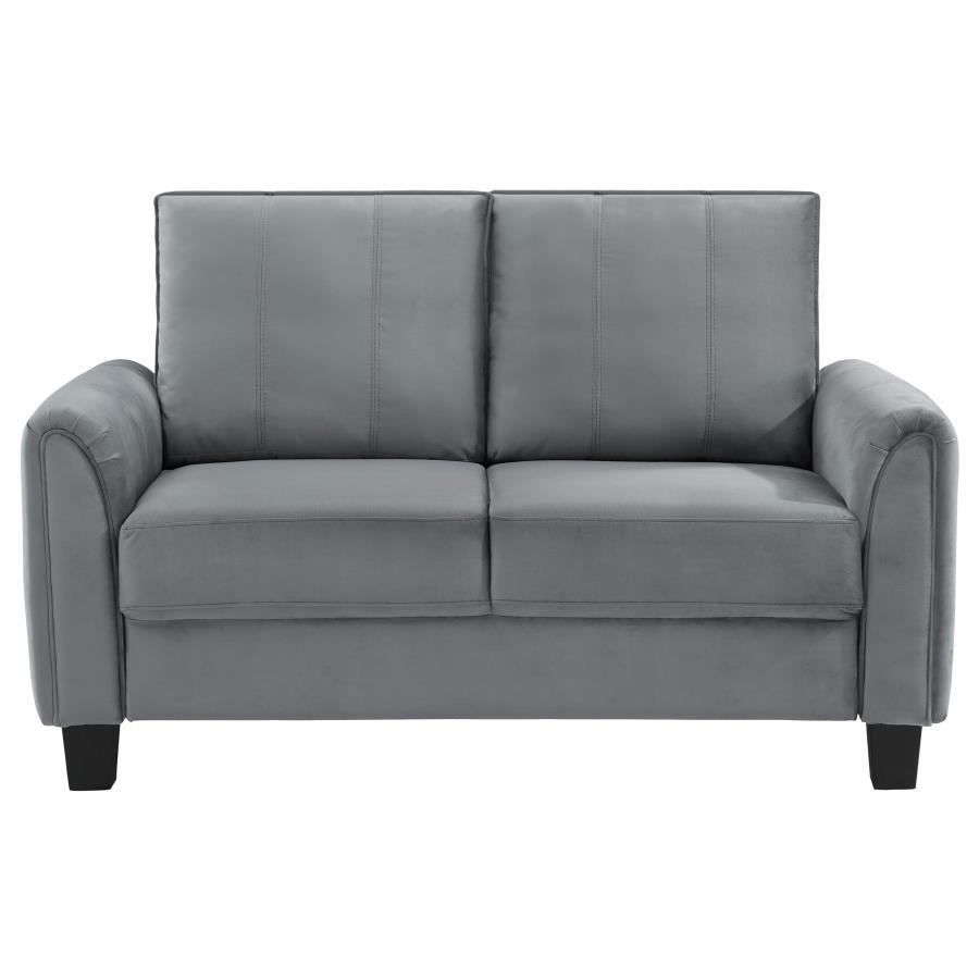 Davis - Upholstered Rolled Arm Loveseat - Gray