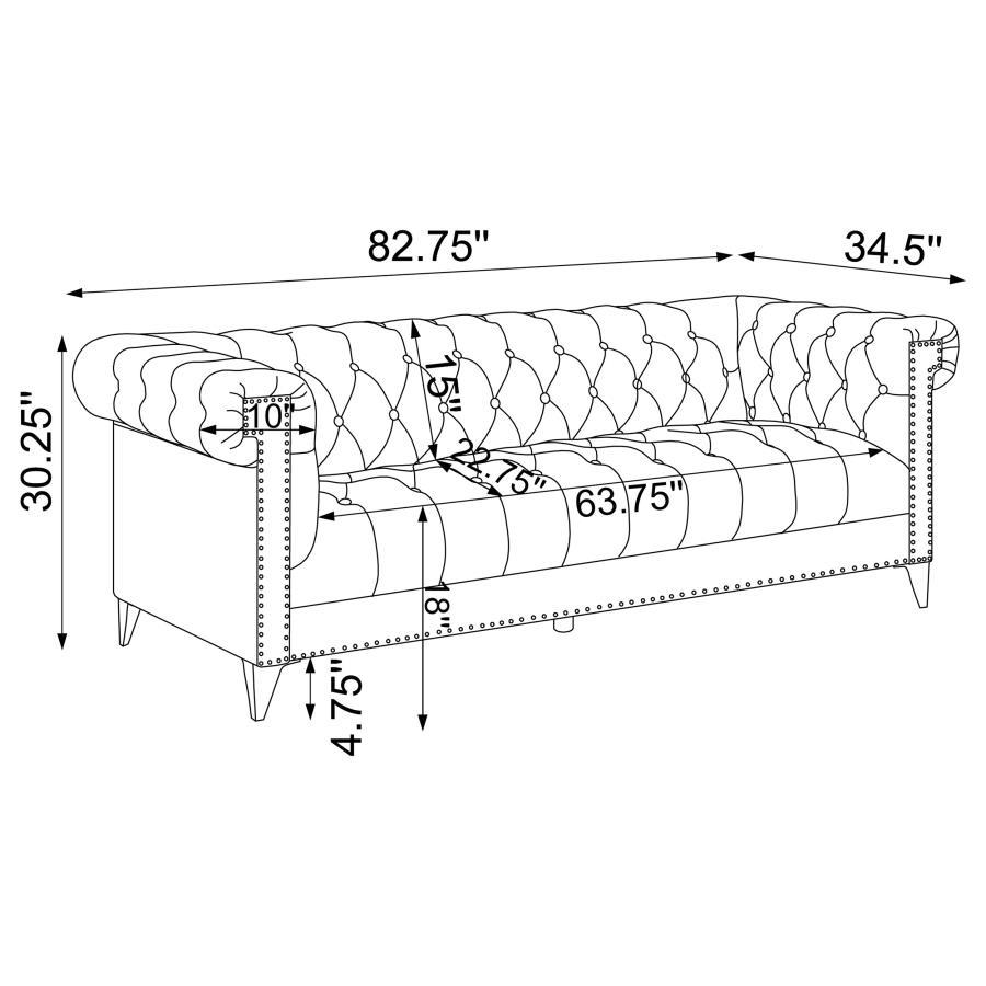 Bleker - Upholstered Tuxedo Arm Tufted Sofa Set