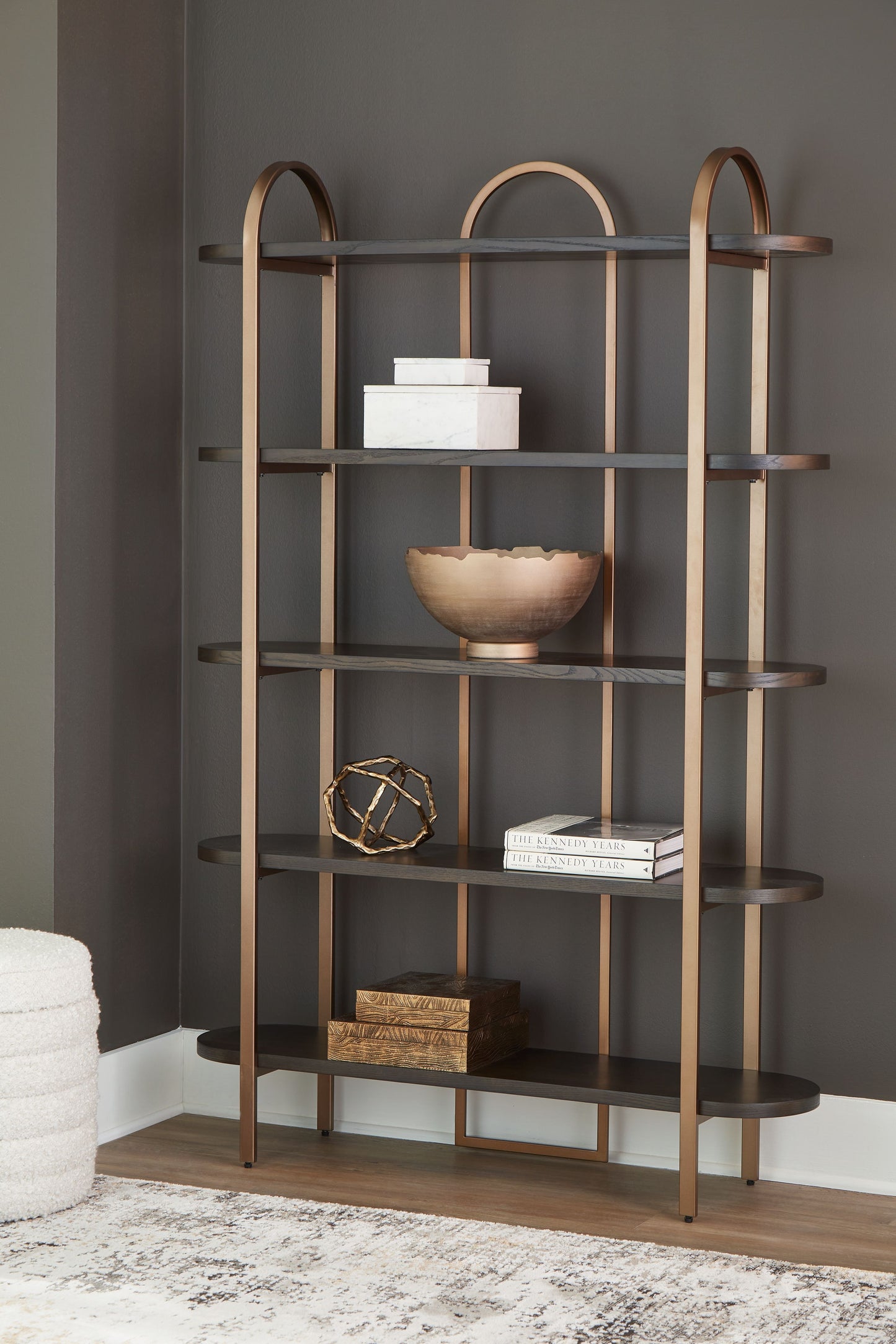 Brentmour - Brown / Gold Finish - Bookcase