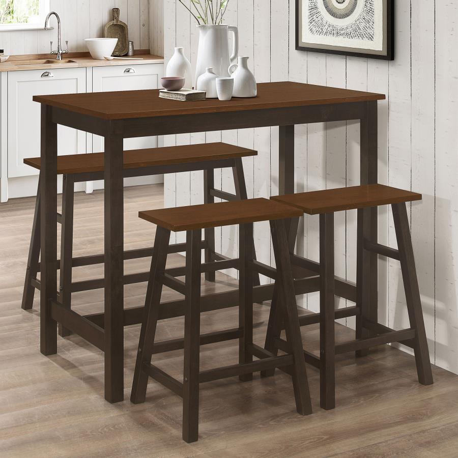 Connie - 4 Piece Counter Height Set - Chestnut And Dark Brown