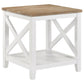 Hollis - Square Wood End Table With Shelf - Brown And White