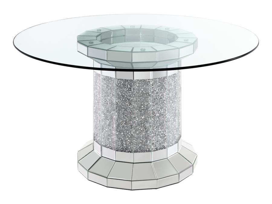 Ellie - Mirrored Pedestal Dining Table Set