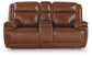 Healy Pier - Chocolate - Power Reclining Loveseat With Console / Adj Headrest