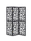 Nailan - 3-Panel Room Divider Folding Screen Open Mosaic - Black