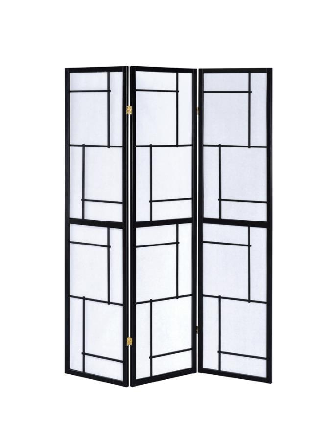 Damis - 3-Panel Room Divider Folding Shoji Screen - Black