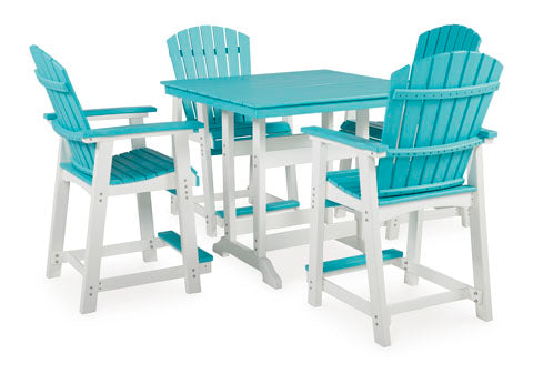 Eisely Outdoor Counter Height Dining Table & 4 Barstools