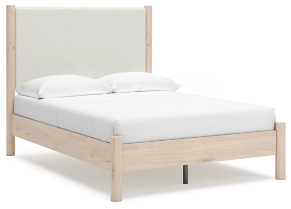 Cadmori Full Upholstered Panel Bed with Dresser and Nightstand