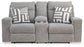 Biscoe - Pewter - Power Reclining Loveseat With Console /Adj Headrest