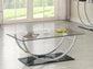 Danville - Rectangular U-Shaped Glass Top Coffee Table - Chrome