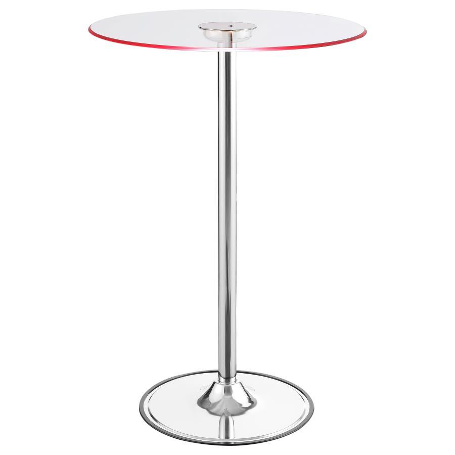 Thea - Round Glass Top LED Bistro Bar Table - Chrome