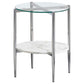 Cadee - Round Glass Top End Table - White And Chrome