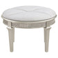 Evangeline - Upholstered Oval Vanity Stool Silver And Ivory - Silver Oak