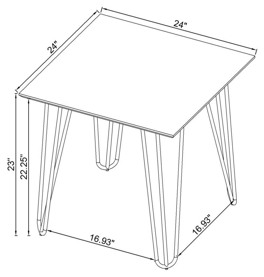 Harley - Hairpin Leg Square End Table - White And Chrome