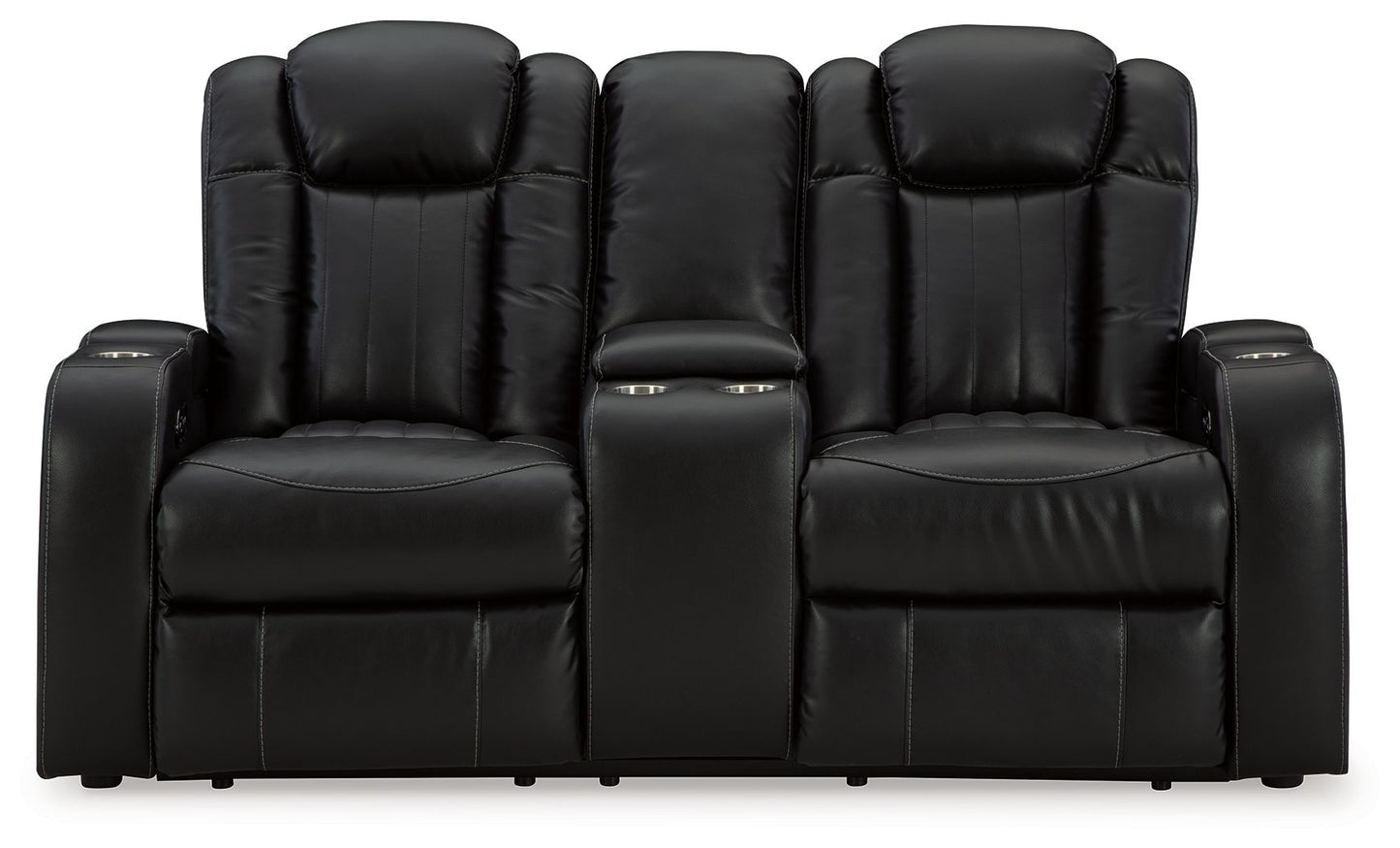 Caveman Den - Midnight - Power Reclining Loveseat With Console/ Adj Hdrst