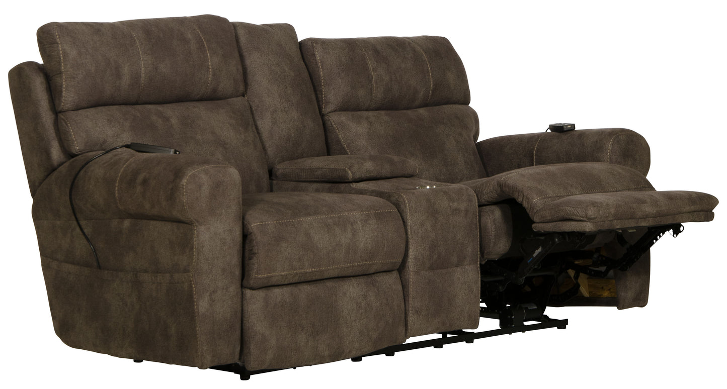 Tranquility - Power Headrest Power Lay Flat Reclining Cons Loveseat With CR3 Heat / Massage / Lumbar - Pewter