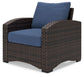 Windglow - Blue / Brown - Lounge Chair With Cushion