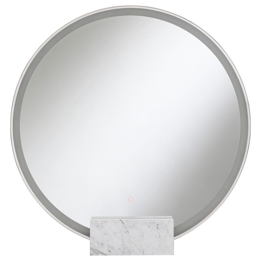 Jocelyn - Round LED Vanity Mirror White Marble Base