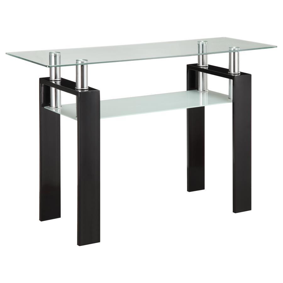 Dyer - Rectangular Glass Top Entryway Sofa Console Table - Black