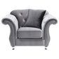 Frostine - Upholstered Rolled Arm Tufted Accent Chair - Silver