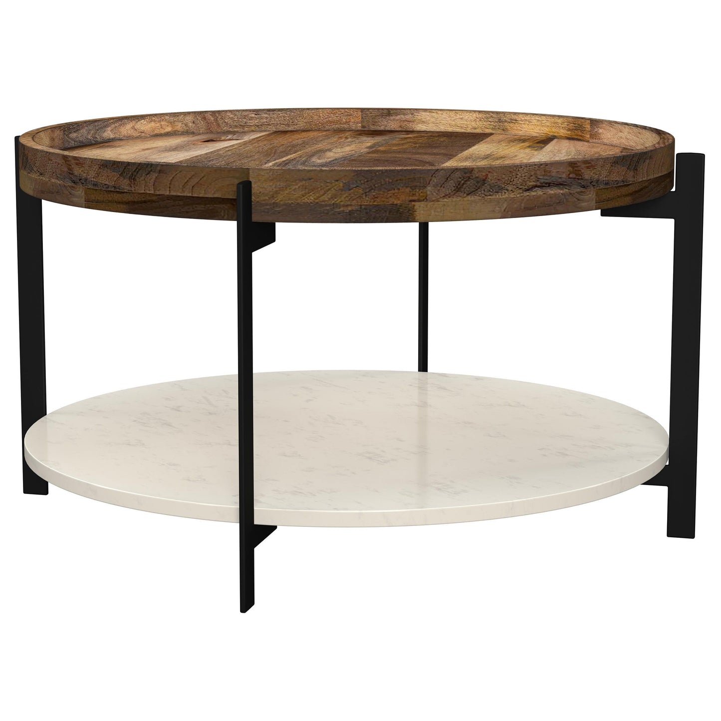 Adhvik - Round Table With Marble Shelf