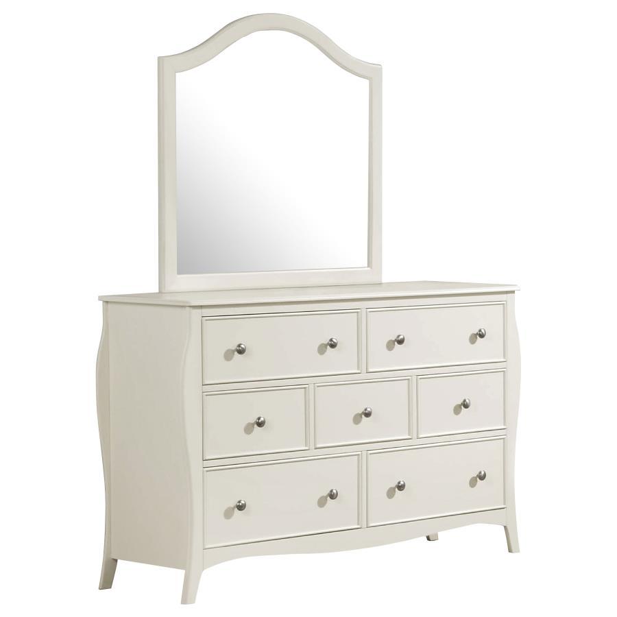 Dominique - 7-Drawer Dresser With Mirror - Cream White