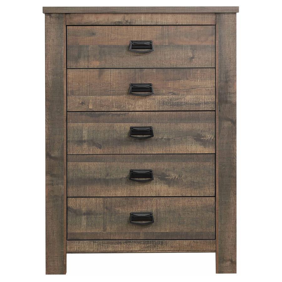 Frederick - 5-Drawer Chest - Weathered Oak