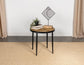 Hayden - Round Wood Top Side Table - Natural Mango And Black